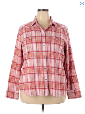 Women J. Crew Outlet Light Pink  Plaid Flannel Long Sleeve Button Shirt size W20