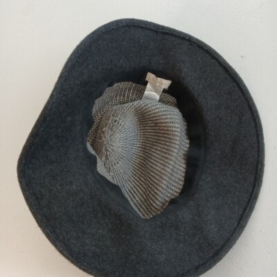 Hinge Knitted 100% Wool Fedora Hat Gray Black One Size Casual Boho Chic Hinge Knitted 100% Wool Fedora Hat Gray Black One Size  main image 2