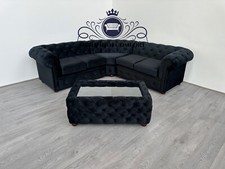Chesterfield Corner Sofa Plush Velvet 4 5 6 7 Seater Tufted UK Made