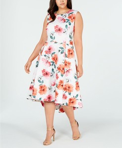 calvin klein floral high low dress