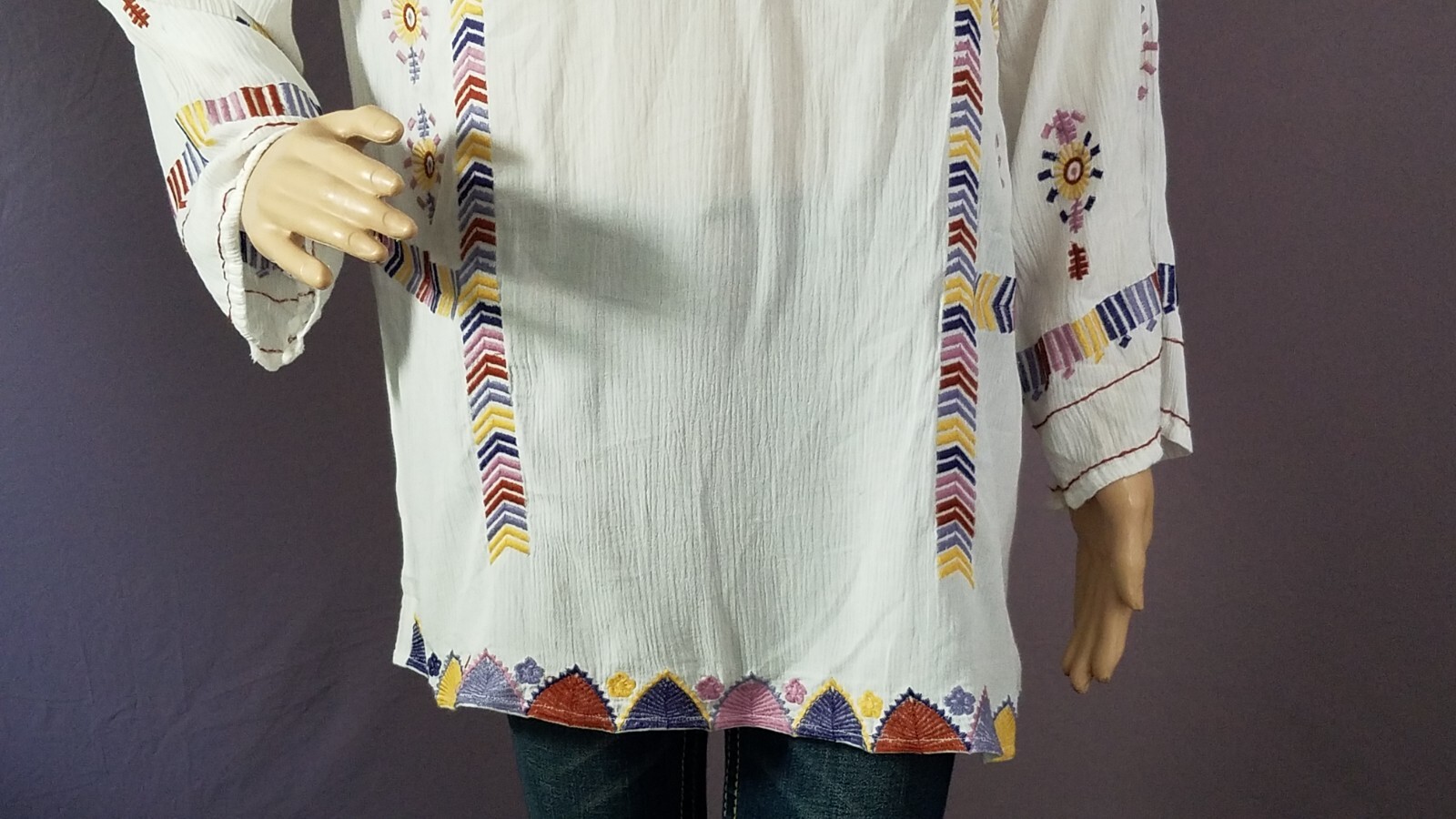 Indigo Thread Co. White Tie Split Neck Printed To… - image 4