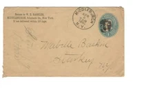 Postal cover, Sc #U304, Middleburgh, NY (DPO 1894) to Starkey (DPO 1963), 1890