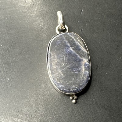 Pendentif Ancien En Argent Massif 925 - Style Art Nouveau, Pierre Violette, Occasion