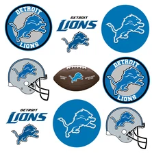 Detroit Lions Edible Image Toppers. Edible Round Pre Cut Stickers.