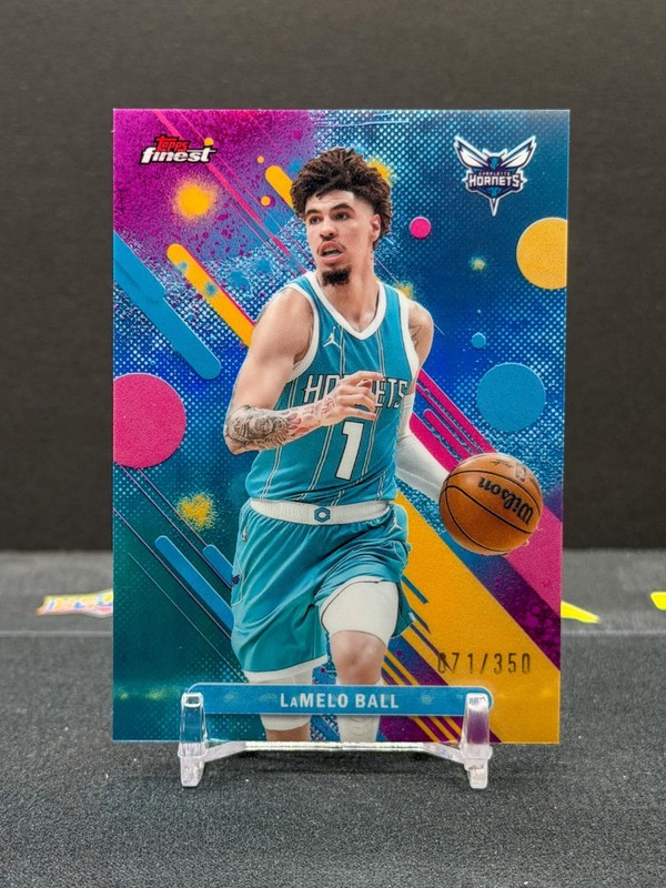 2025-26 Topps Finest - Common LaMelo Ball #47 Sky Blue Refractor /350 Hornets