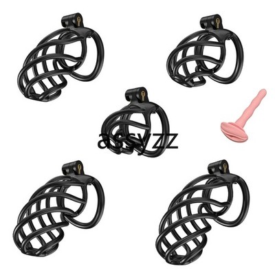 Male Cobra Chastity Cage Device 5 Rings Men Resin Spiral Mamba Locking Belt C536