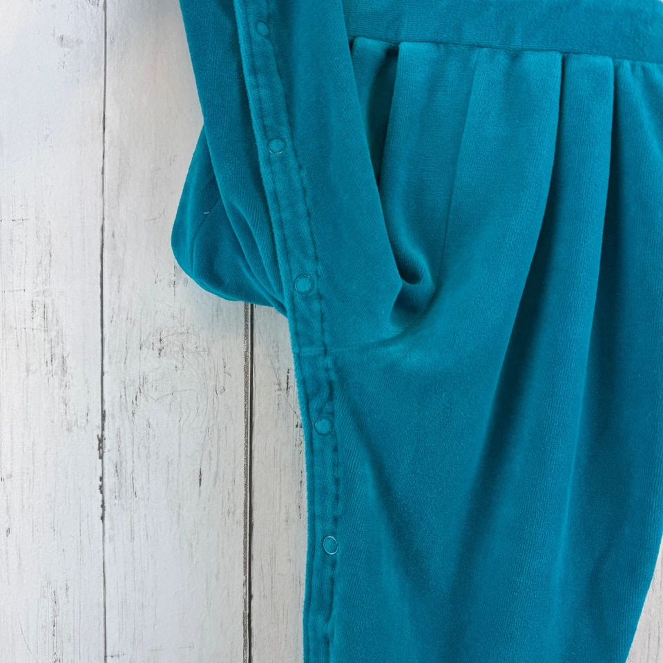 VTG 90's Baby Dior Teal Embroidered Velour Bib Overalls Outlet Size 12 Months - Image 4 of 4