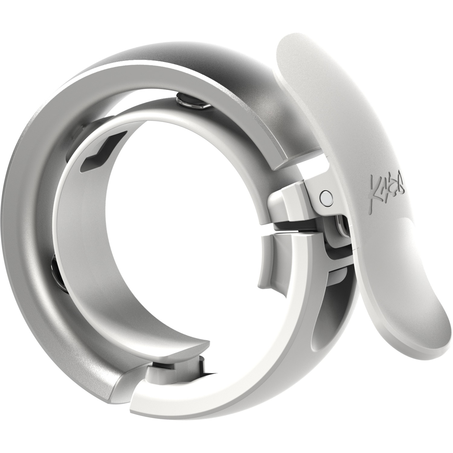 Knog Oi Bell Prima Large sonnette de vélo grise au design épuré et premium en aluminium
