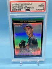 2002 Bowman Chrome Draft RC Refractor - Charlie Morton #19/300 PSA 8 NM-MT