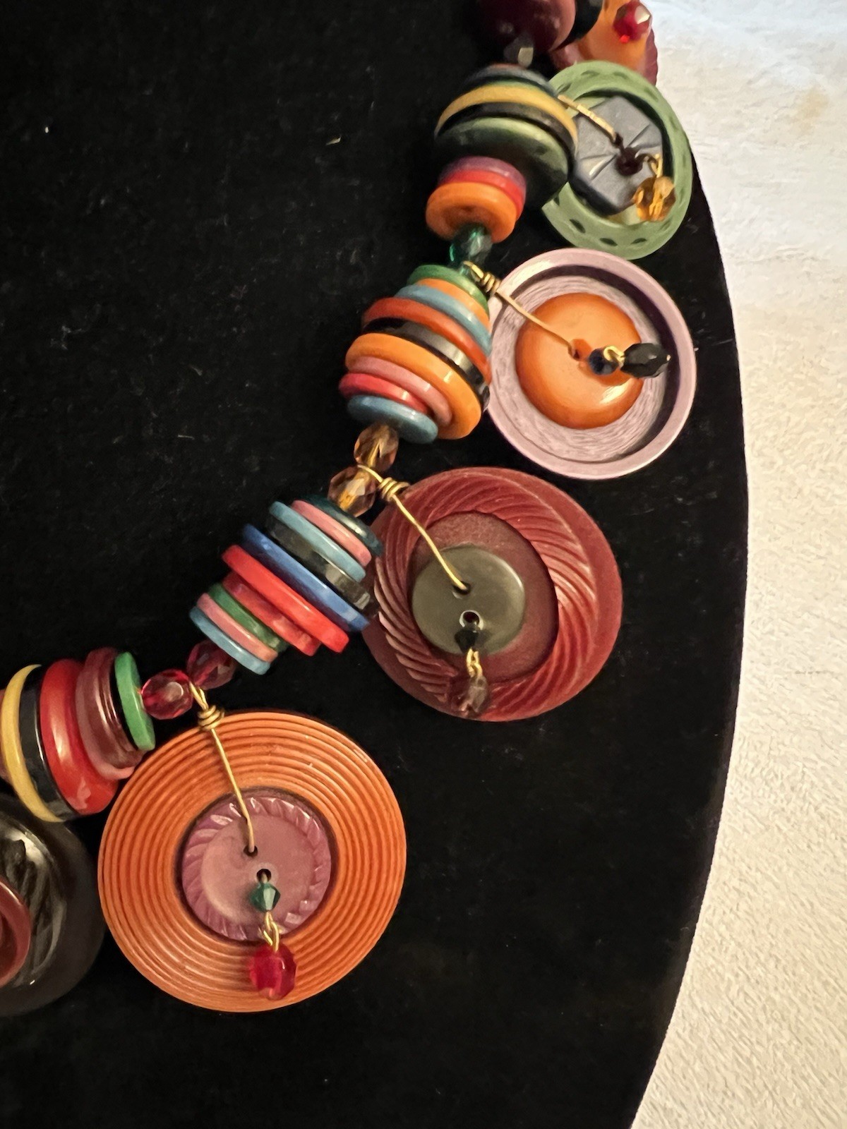 Handmade Wired Button Statement 20” Long Colorful… - image 4