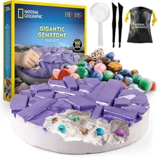 National Geographic Gigantic Gemstone Dig Kit Excavate 100 Real Gems New Toy