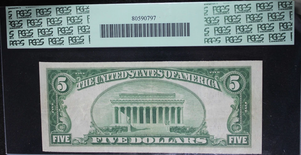 1929 VF35PPQ Fr. 1800-1 National Note 5$, Type 1, PCGS, B024212A - Image 4 of 4