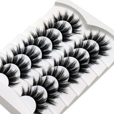 Losha False Lashes Natural Look Wispy Faux Mink 1 Count (Pack of 7), Black