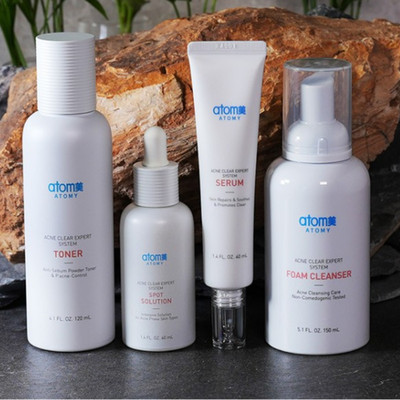 Atomy Acne Skin Cosmetics Set 4 Pcs Foam Cleanser Toner Essence Serum Kit
