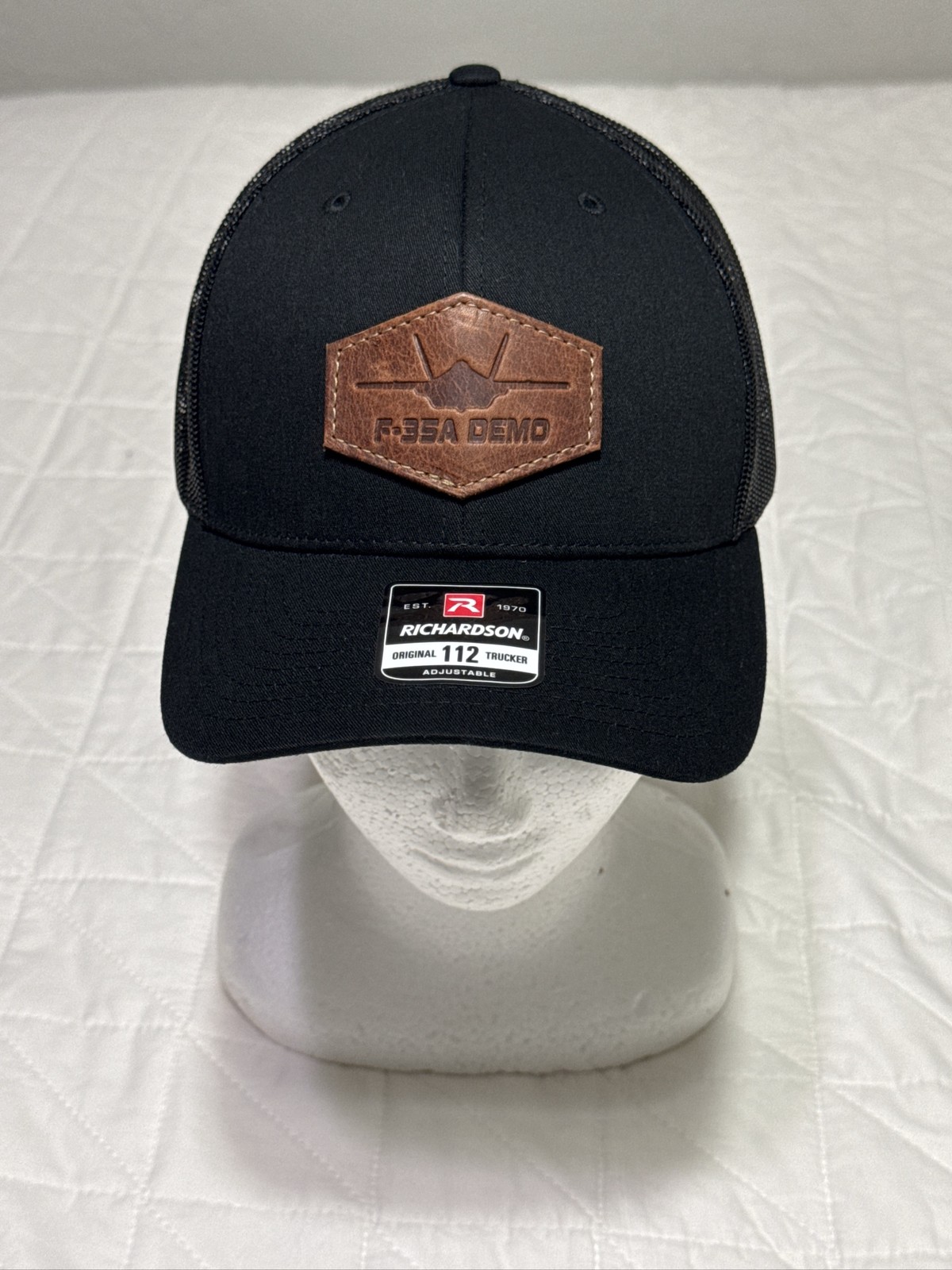 Richardson 112 Trucker Hat Black Mesh Snapback R-SEA Patch Cap
