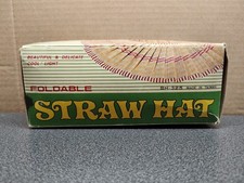 Vintage 1960  s Foldable Straw Hat New In Box Taiwan
