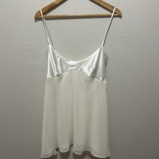 Victoria s Secret Vintage Slip Dress Large Ivory Lace Satin Sheer Nightgown Y2K