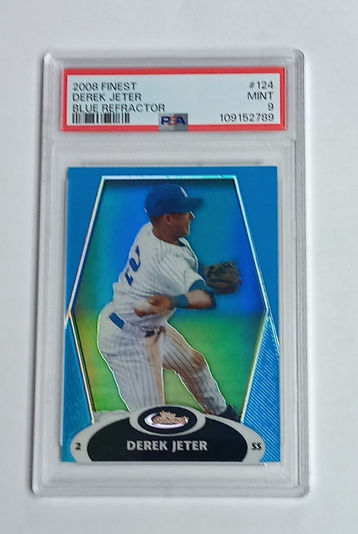 2008 Topps Finest - Derek Jeter #124 Blue Refractor 031/299 PSA 9