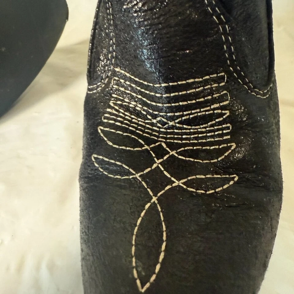 Ellie Black Heeled Boots Western Cowgirl Dancer Boots - Image 4 of 4