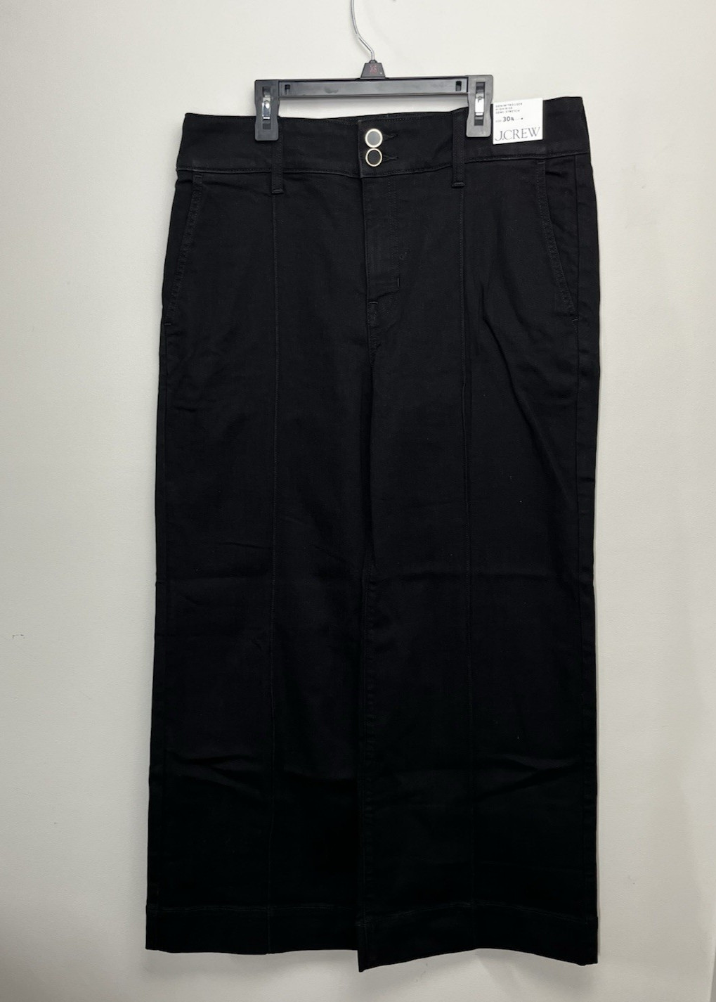 Womens 30 Petite Black High Rise Wide Leg Stretch