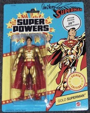 SUPERMAN GOLD FIGURE~MATTY COLLECTOR~2014~SIGNED GARCIA LOPEZ~DC SUPER POWERS
