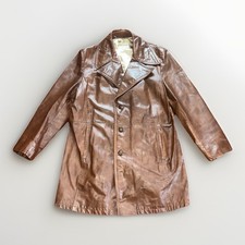 Men  s Vtg Lakeland 60s/70s Donnie Brasco Style Retro Leather Jacket Sz 46 - Read
