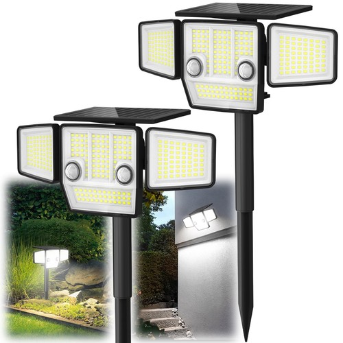 Solar Outdoor Lights with Stakes, 2500LM 180° PIR Motion Sensor, 360° Illumin...