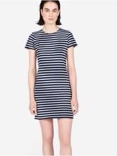 Everlane Cotton Gia Mini Striped Navy and White shirt dress- Petite