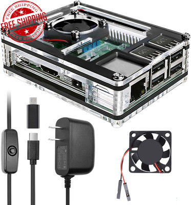 Raspberry Pi 3 B+ Case with Fan Cooling Pi 3B Case with 3 Pcs Heat-Sinks 5V 3A P