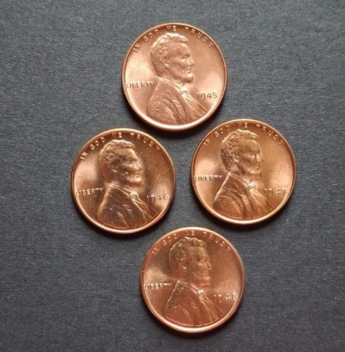1945 1C 1946 1947 1948 P RD Lincoln Cent UNCIRCULATED#222
