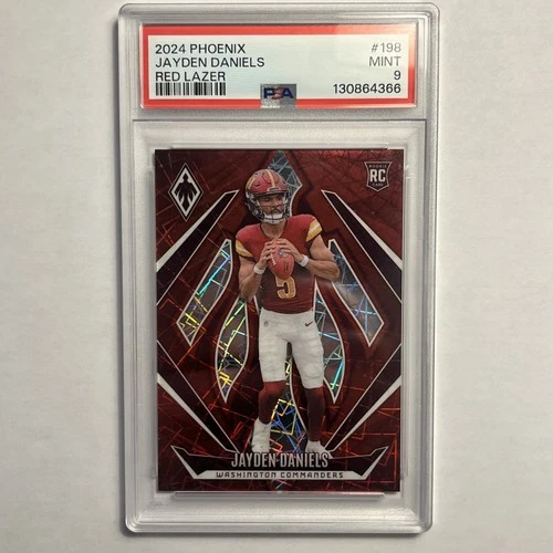 2024 Panini Phoenix Jayden Daniels #198 Red Lazer /199 (RC) Commanders PSA 9