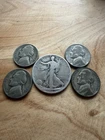 1920 Walking Liberty Half Dollar 90% Silver + 4 War Nickels 35% Silver