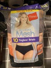 Hanes 10 Pair Women's Brief Underwear Panties Polyester Blend Mesh 8/XL