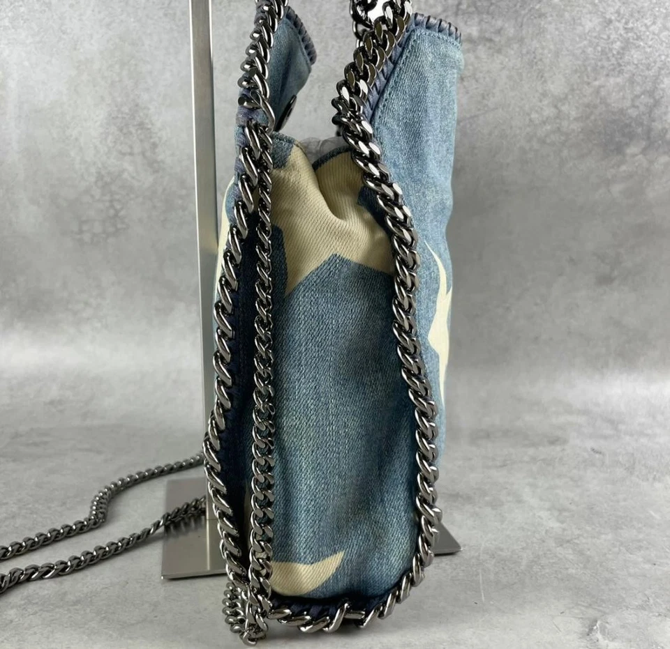 Bolso de Hombro Stella McCartney Falabella Mini Denim Patrón Estrella Cadena 2 Vías Usado Foto 4 de 4