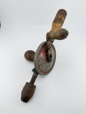 Vintage Gear Driven Hand Drill Egg Beater Style Made In USA Wood Handle