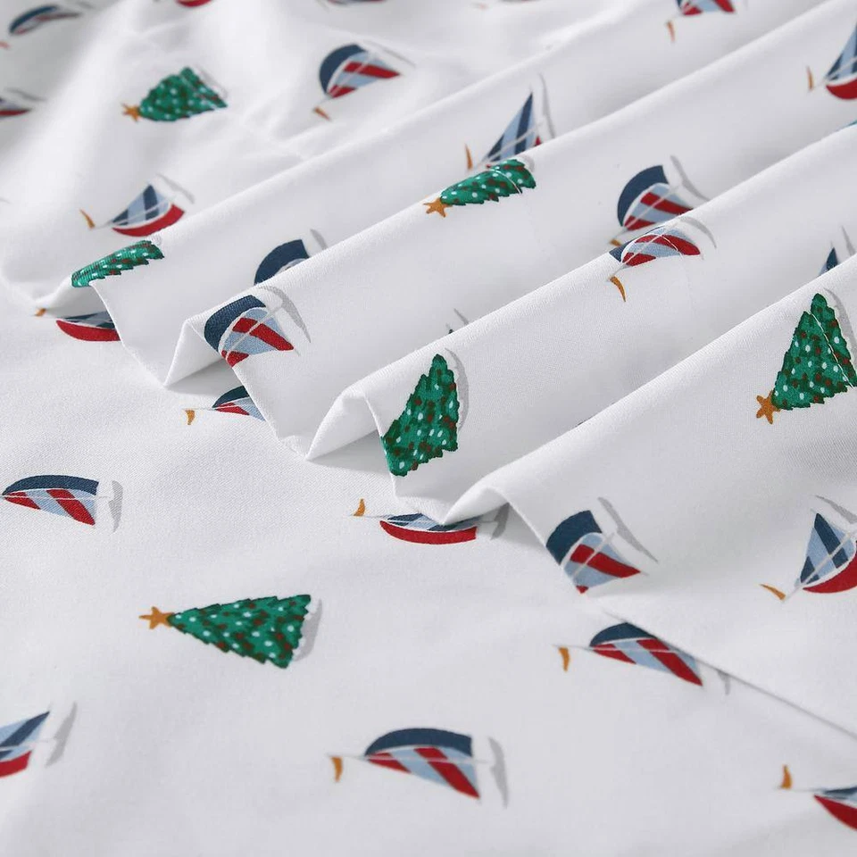 Holiday Sails 4-Piece White Flannel Cotton King Sheet Set - Image 3 of 4