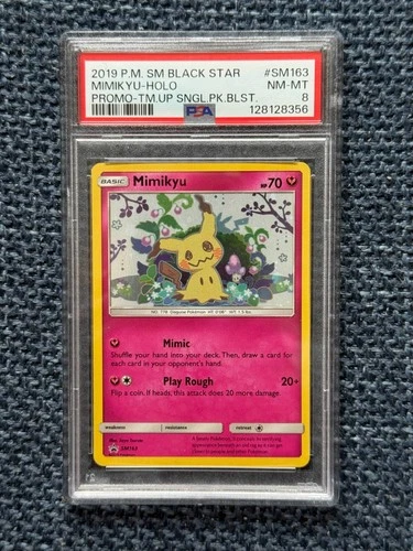 2019 POKEMON SM BLACK STAR PROMO #SM163 MIMIKYU-HOLO PROMO-TM.UP PSA 8