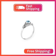 ARTISANJEWELS 925 Sterling Silver Boho Ring, Natural Sky Blue Topaz Gemstones St