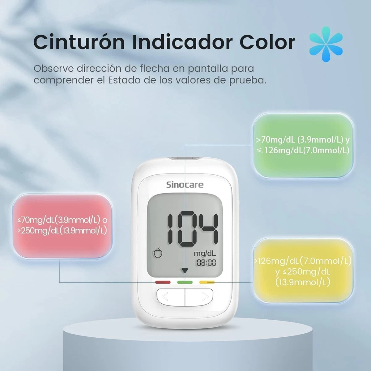 Sinocare Medidor kit de prueba de glucosa con 100 tiras reactivas Safe AQ pro Ⅰ