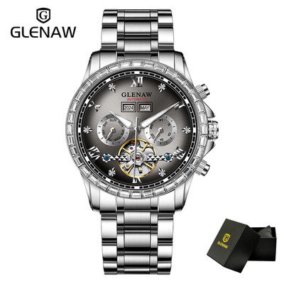 GLENAW Men's automatic machinery tourbillon sports watch luminous waterproof