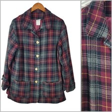 Vintage Wool Plaid Winter Blanket Barn Jacket...