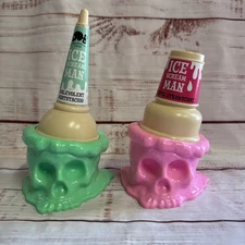 Ice Cream Man Skull Figure Set of 2 Mintstachio & Strawberry Fun Decor Halloween
