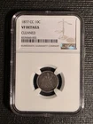 1877 CC Seated Liberty Dime 10c VF Details Cleaned 90% Silver