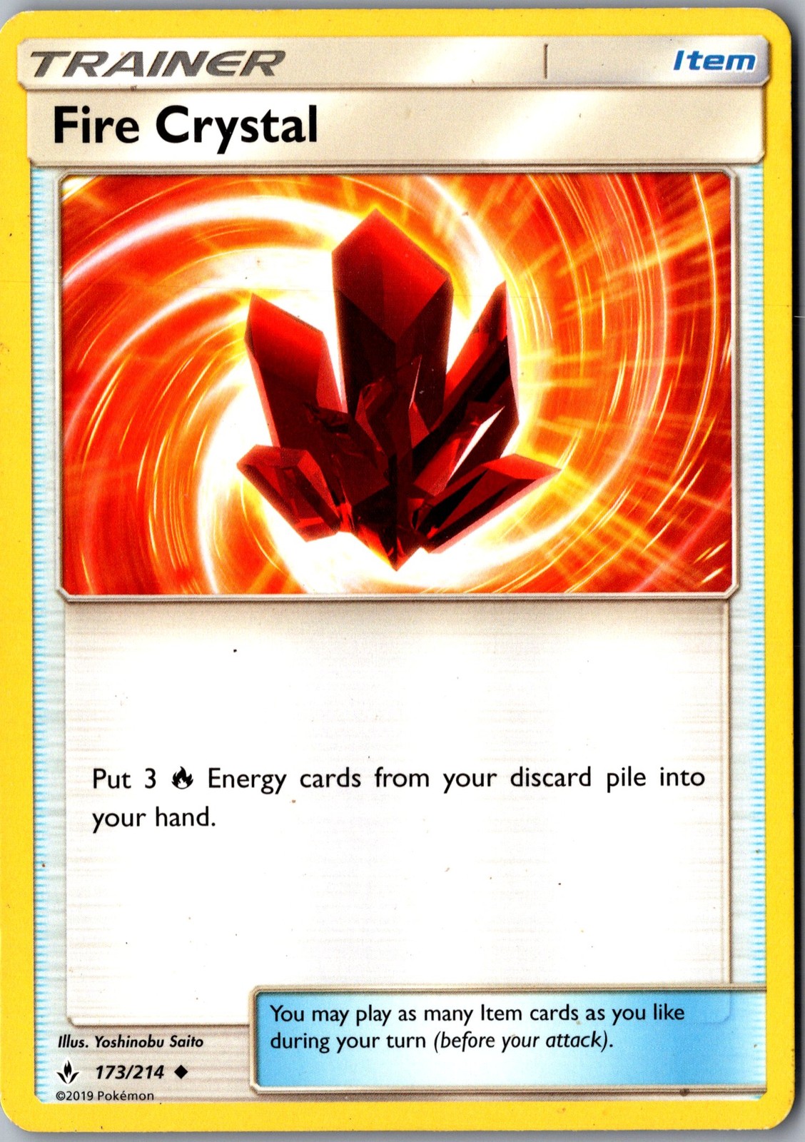 Fire Crystal 173/214 Uncommon Unbroken Bonds Lightly Played Pokemon Card