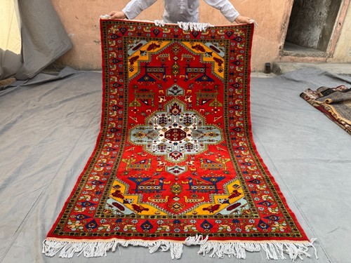 Vintage Hand-Knotted Caucasian Medallion Rug, Soft Wool Soft Area Rug