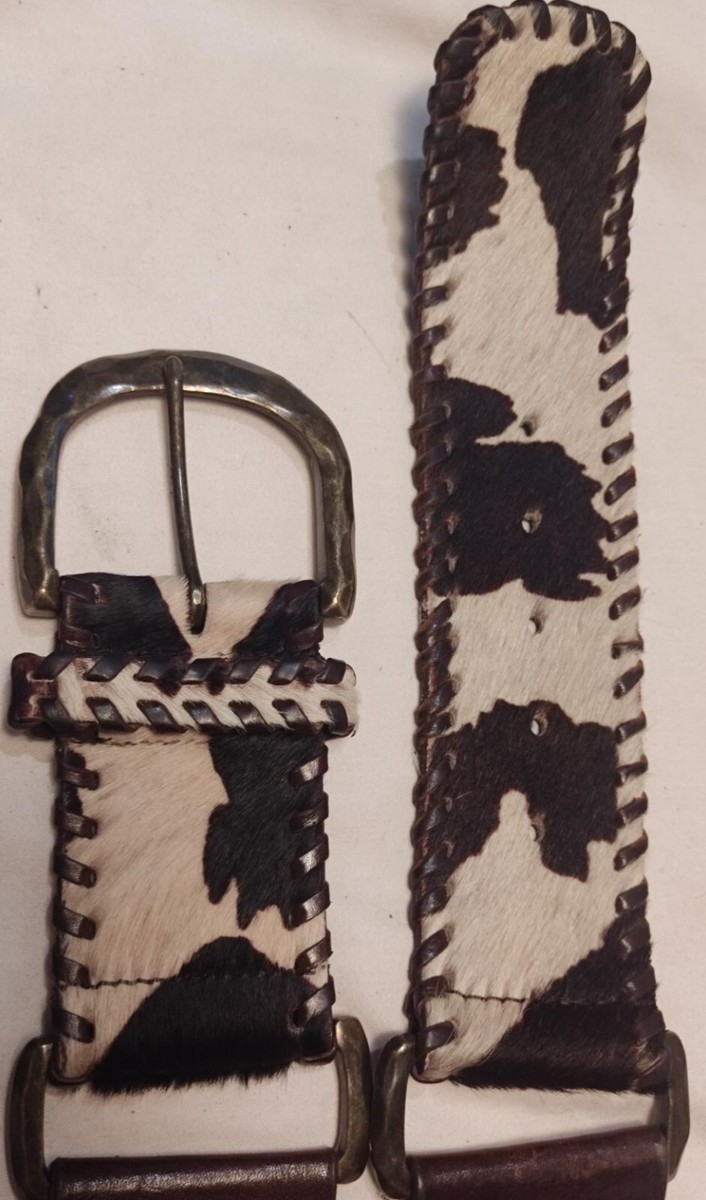 Saks Fifth Avenue Calf Hair two-tone Leather Belt/Buckle  display picture 1
