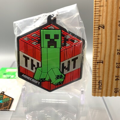 Creeper TNT Block Minecraft Rubber Strap Keychain Toy Japan aa722
