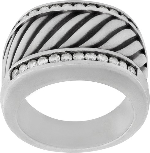 David Yurman Cable Cigar ring in sterling silver with diamonds