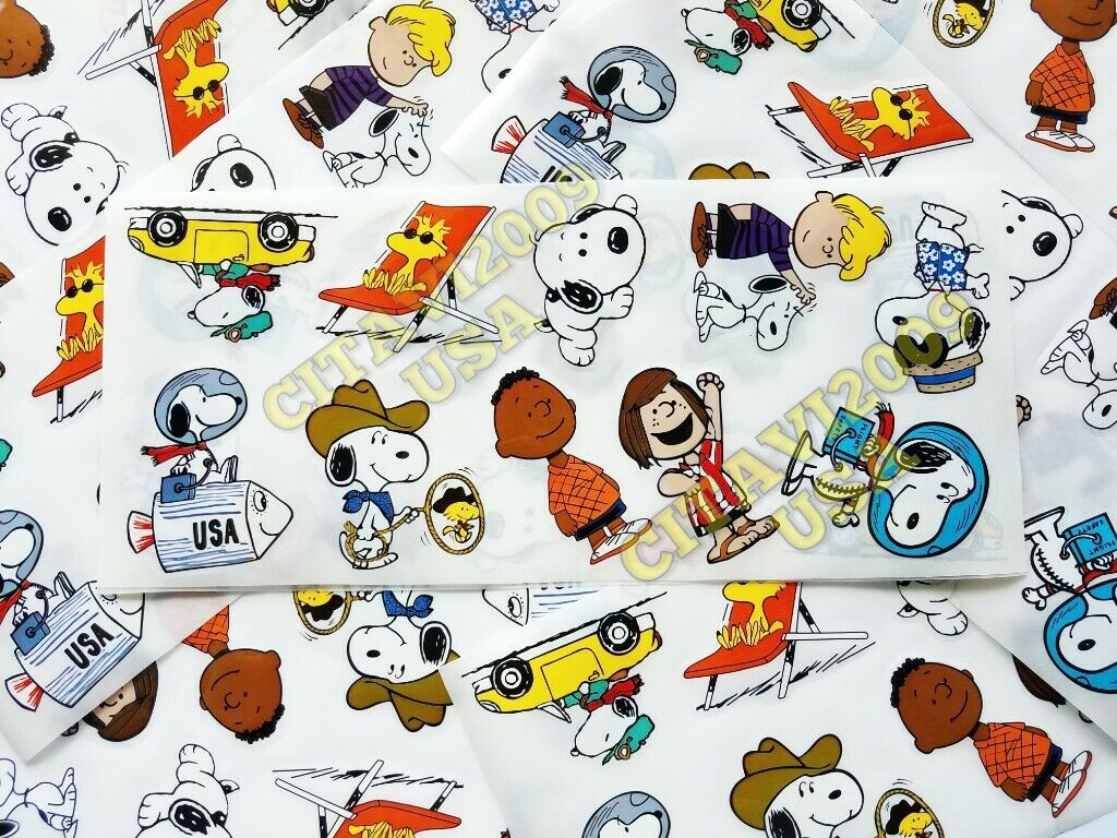 SNOOPY PEANUTS STICKERS SET OF 10 TRASLUCENT SEE THROUGH CARTOON STICKERS  SET #1