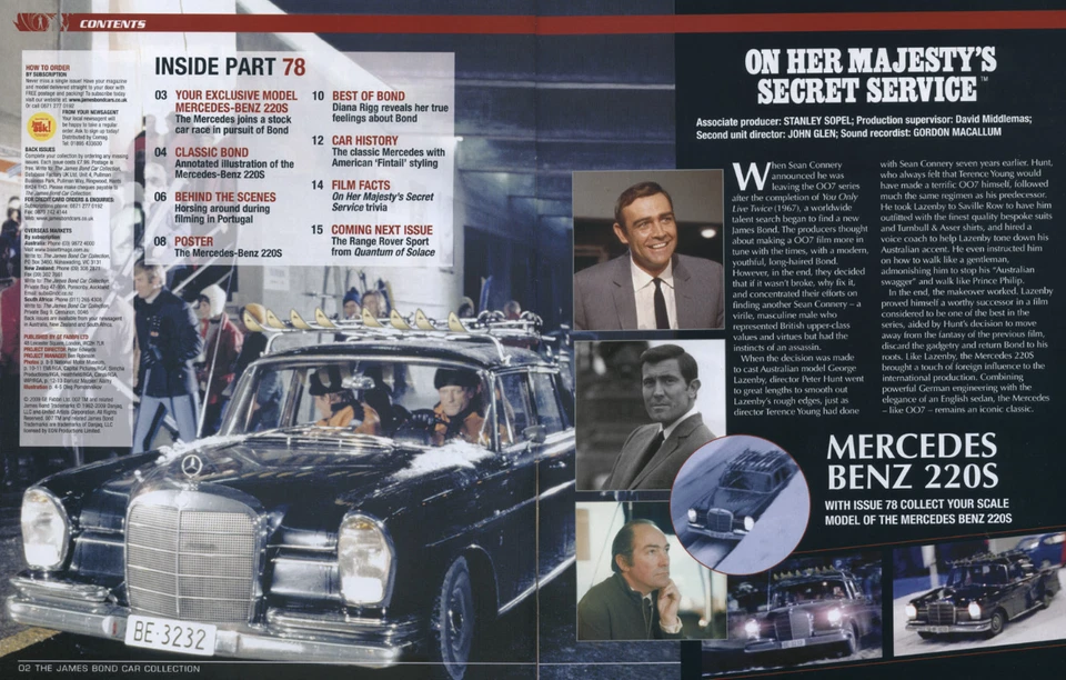 James Bond Mercedes-Benz 220S On Her Majesty’s Secret Service #78 Magzine 1:43 Foto 4 de 4
